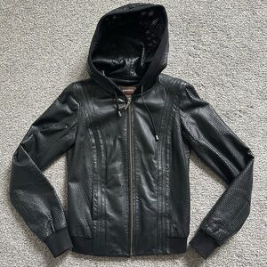 Danier Leather hooded bomber jacket